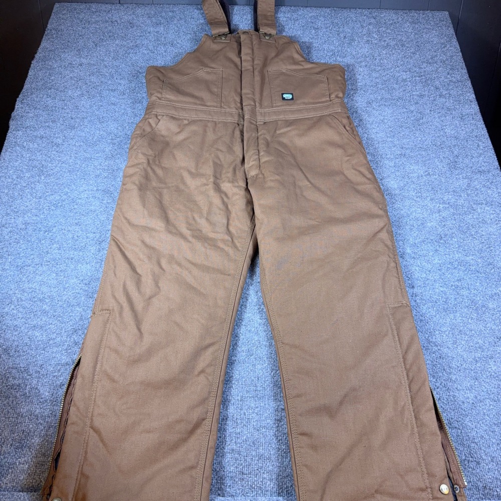 Key Industries Brown‎ Duck Insulated Quilted Bib Overalls Workwear Large/Short